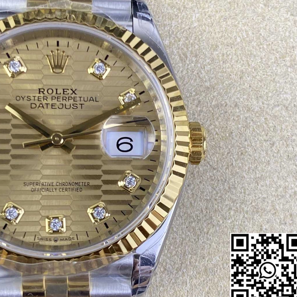 Rolex Motif Silver Dial M126233 Tone 36MM Datejust Diamond Hourmarker Factory Two VS 0410